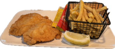 oldbraun paniertes Schnitzel, knusprig gebacken und frisch serviert
